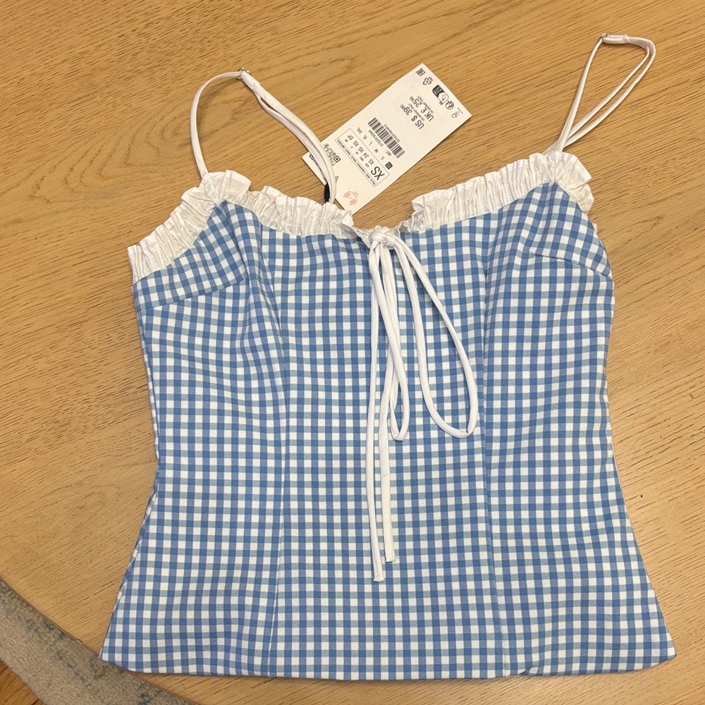 Blue Gingham Women's Top
